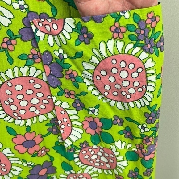 Vintage 60’s 70’s Retro Vibrant Floral Buckle Strap Dress Size L - Picture 10 of 13
